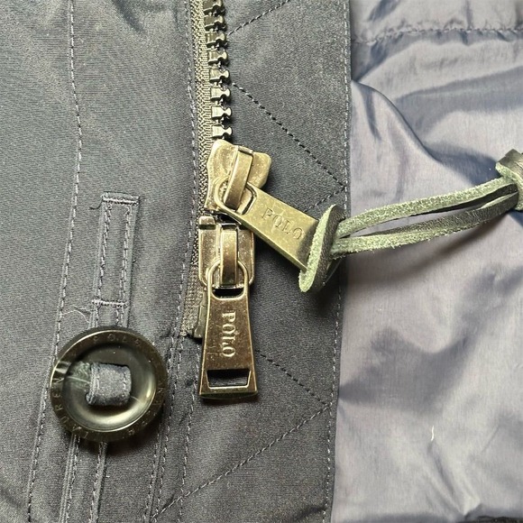 Polo Ralph Lauren Men's Blue Down Parka Coat Faux Fur Hood Size S - Picture 12 of 16